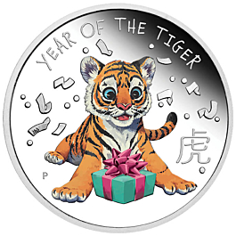 1/2 troy ounce zilveren munt baby tijger 2022 Proof