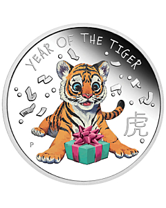 1/2 troy ounce zilveren munt baby tijger 2022 Proof