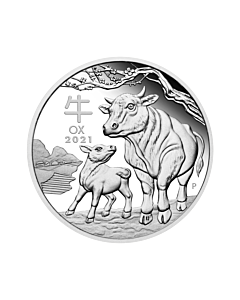 1/2 troy ounce silver Lunar coin 2021 Year of the Ox PROOF