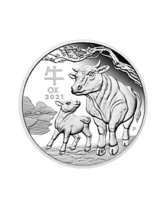 1/2 troy ounce zilveren Lunar munt 2021 Jaar van de Os Proof