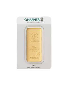 Voorkant C. Hafner goudbaar 500 gram
