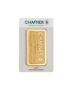 Voorzijde C. Hafner goudbaar 100 gram