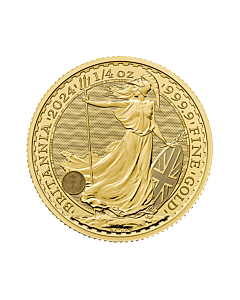 Voorkant van de 1/4 troy ounce gouden munt Britannia 2024